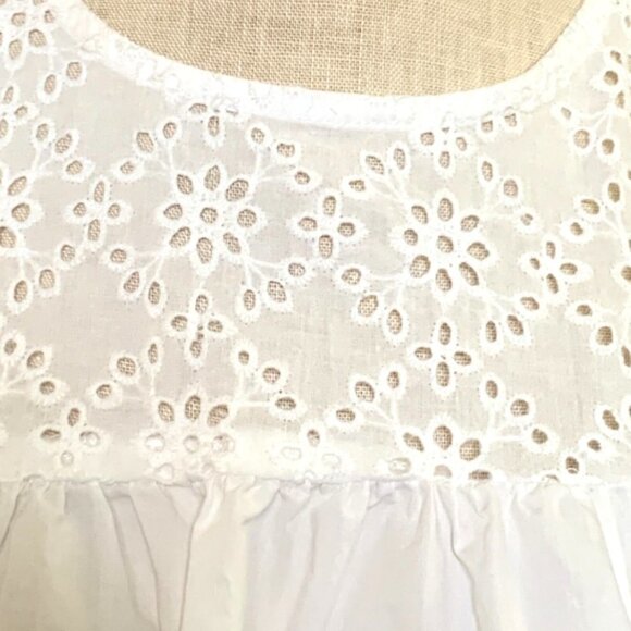 English Factory Puff Sleeve Blouse 100% Cotton White Eyelet Upper Sz XL 138L - Picture 6 of 8